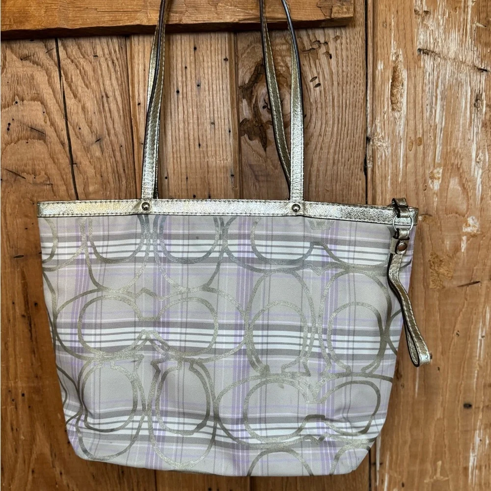 Coach F17474 Signature Multicolor Tartan Tote Shoulder Bag - Picture 3 of 14